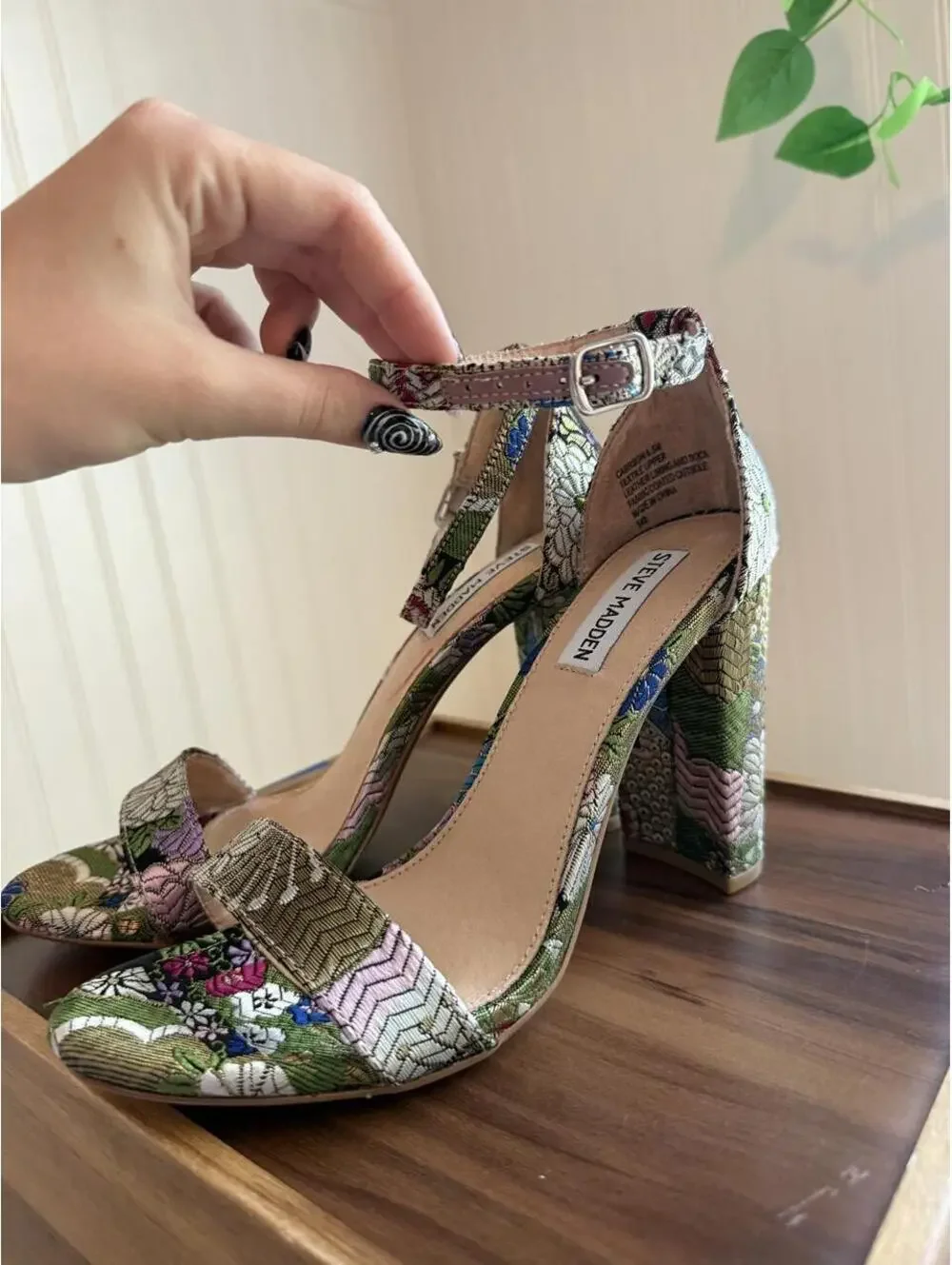 Steve Madden Carrson Floral Brocade Block Heel Sandals